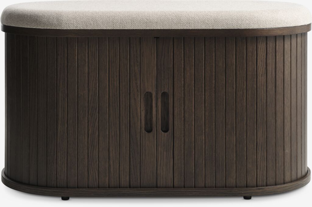 LYNGVIG Sitzbank in Beige und dunkler Eiche, Seitenansicht